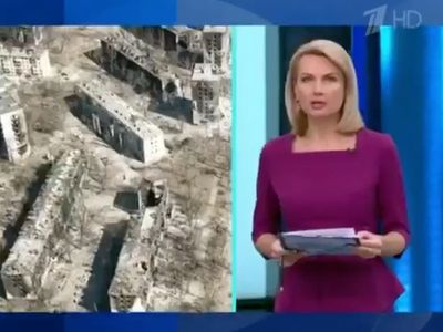 Russian state TV anchor appears to blame Ukrainians for devastation in Mariupol