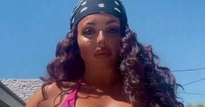 Jesy Nelson shows off curves in bikini before pool is gatecrashed by unexpected guest