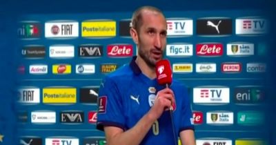 Giorgio Chiellini makes his feelings clear on Roberto Mancini after Italy's humiliation