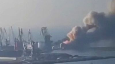 VIDEO: Russian Warship Destroyed In Black Sea As Ukraine Continues Holding Off Russian Forces