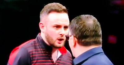 Gary Anderson and Joe Cullen square up in explosive darts bust-up after 'cheat' jibe