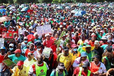 Defiant South African unions stage protest against Sibanye