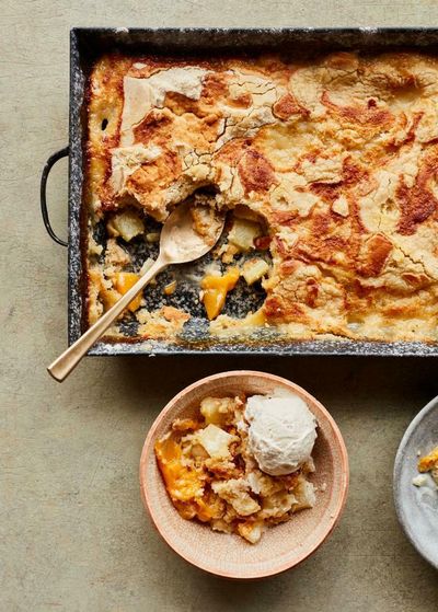 Ravneet Gill’s recipe for tinned peach and pineapple dump cake