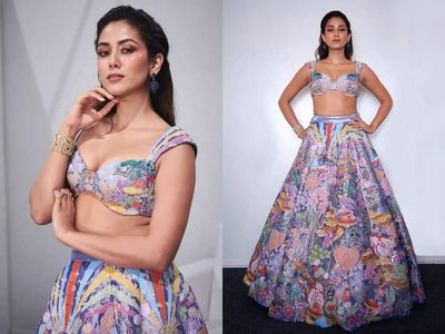Mira Kapoor stuns as showstopper in tiny choli and colourful lehenga
