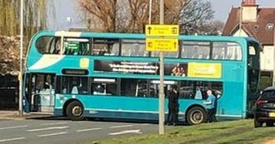Mayhem as Arriva bus gets stuck sideways on busy road