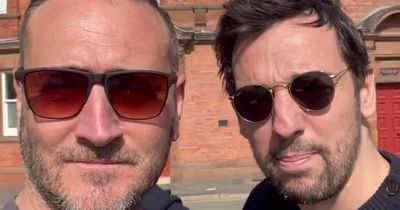 Will Mellor and Ralf Little pose outside pub used in Two Pints of Larger