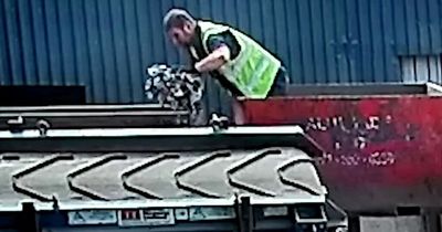 Chilling footage of dad two minutes before he was crushed to death at scrap metal plant