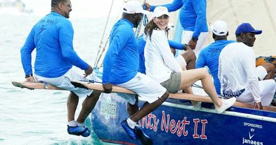 Prince William and Kate Middleton brave the rain and face off in Bahamian sloop race