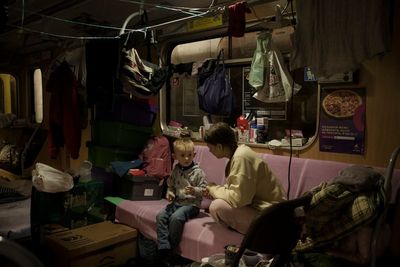AP PHOTOS: Day 30: In Ukraine war, subway cars become home