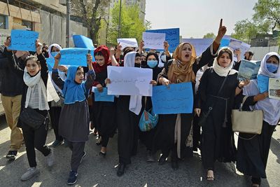 Afghan girls stage protest, demand Taliban reopen schools