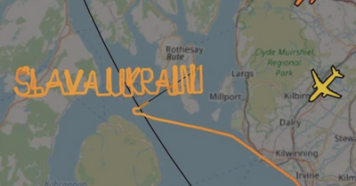 Pilot maps out 'Slava Ukraini' above Firth of Clyde to show support for Ukraine and its people