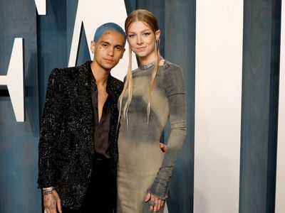 Hunter Schafer and Dominic Fike make red carpet couple debut at Vanity Fair Oscars party