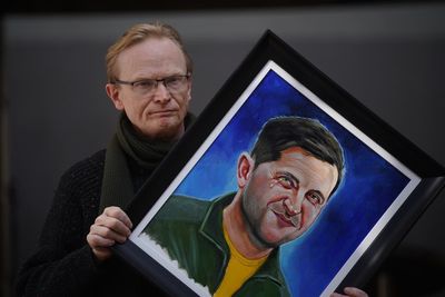 Painting of Zelensky being auctioned to raise money for Irish Red Cross