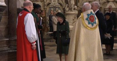 The Queen arrives at Prince Philip memorial looking frail as she uses walking stick