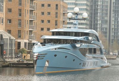 UK detains £38m superyacht owned by Russian businessman and docked in London’s Canary Wharf