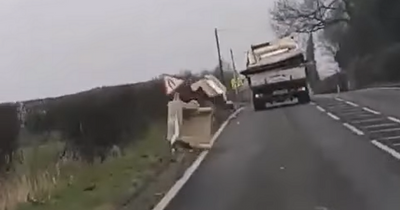 Chair and sofa fly off Scots lorry as driver behind forced to slam on brakes on 60mph road