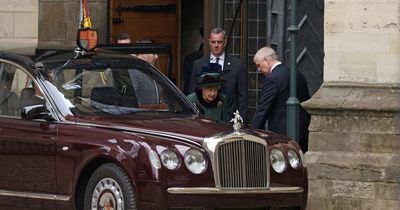 The Queen arrives with disgraced Prince Andrew at the Duke of Edinburgh's memorial