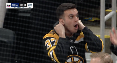 Bruins fan absolutely loses it with a hilarious reaction on a late goal review