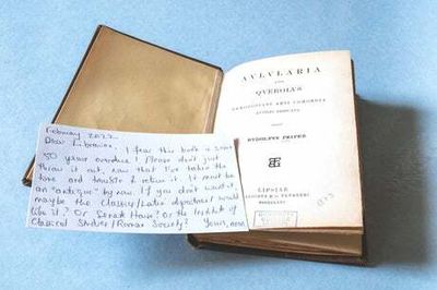 London library book returned almost 50 years late...with a cheeky note