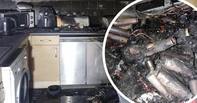 Dramatic photographs show the destruction caused after fire ravaged kitchen