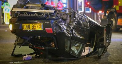 Man attacked after he gets out of car in eight-vehicle smash