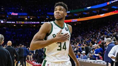 Watch: Giannis Antetokounmpo Treats Reporters to Dad Joke After Game-Winning Block