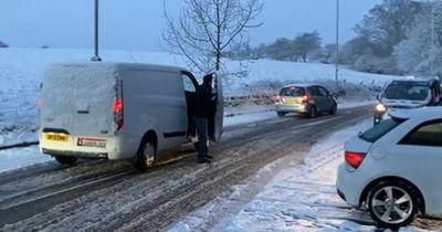 Roads near Leeds Bradford Airport in 'chaos' as cars get stuck in snow