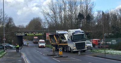 HGV lorry crashes into a railway bridge in Gateshead leading to hours of travel chaos