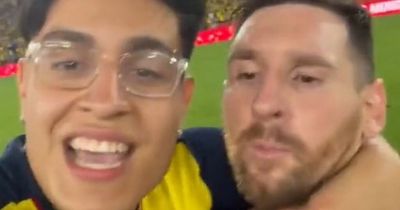 Lionel Messi tells fan to "stop" after being grabbed around the neck in selfie attempt