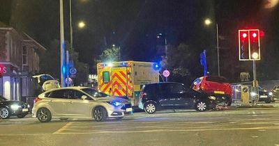 Two-vehicle crash blocks major road in Cardiff