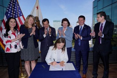 California records 1st woman to sign bill into state law