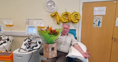 Glasgow man celebrates making 700 blood donations over 53 years