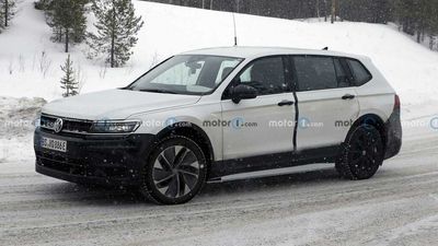 VW Electric Crossover Spied Hiding Underneath Tiguan Test Mule