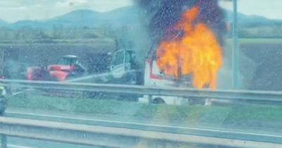 Edinburgh bypass: Fire crews race to A720 as lorry bursts into flames