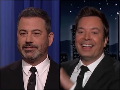 Jimmy Kimmel and Jimmy Fallon swap chat shows in ‘epic’ April Fools’ prank