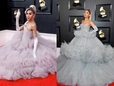 RuPaul’s Drag Race star Trinity K Bonet recreates Ariana Grande’s iconic red carpet look at Grammys