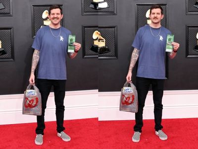 Dillon Francis brings Walgreens bag of snacks to Grammys red carpet