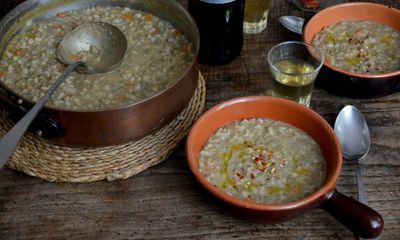 Rachel Roddy’s recipe for pearl barley, lentil and vegetable soup
