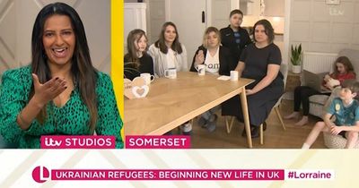 Ranvir Singh fights back tears on ITV Lorraine as she hears Ukrainian family's story of fleeing war-torn country