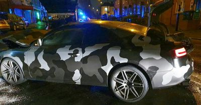 Police hunting driver of camouflaged car who gave them the slip after crashing vehicle