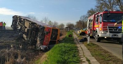 Hungary train crash: 5 killed and 10 hurt after truck smash leaves carriages in ditch