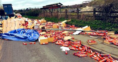 Lorry spills hundreds of McVitie's ginger nuts across road