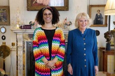 Camilla welcomes Booker Prize-winning author Bernardine Evaristo at Clarence House