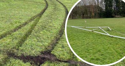 'Brainless idiots' ruin popular Cardiff playing field as pitch gouged and rugby posts destroyed