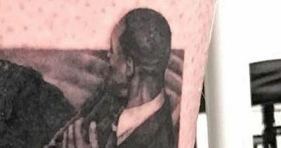 Will Smith slapping Chris Rock immortalised in ink on tattoo lover's leg