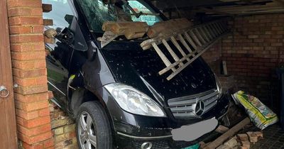 Pensioner drives car through brick wall and into someone's garage