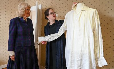 Camilla tours Jane Austen’s home and sees Mr Darcy’s famous white shirt
