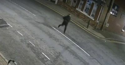 CCTV shows 'four men in black' running away after woman 'nearly killed'