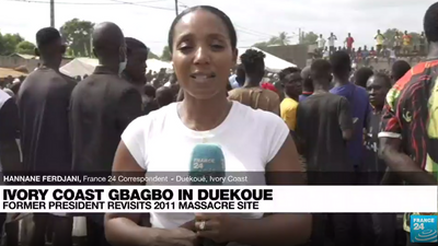 Ivory Coast's ex-president Laurent Gbagbo visits Duekoue, site of 2011 massacre