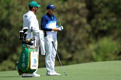 Flashbacks? Jordan Spieth dumps two balls in water on par-3 12th on Friday at the Masters